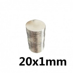 N35 - neodymium magnet - strong round disc - 20 * 1 mm