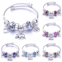 PulseraElegant bracelet - with charms - elephant / beads / heart / feather / crystal flowers