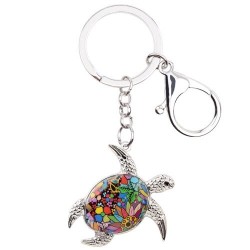 llaveroMetal keychain with enamel sea turtle