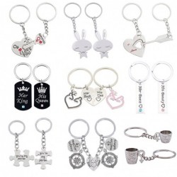 llavero2 Pcs Puzzle Letter "You're My Person" Couple Keychain Lovers BBF Cute Key Ring Holder Love Heart Best Friends Gift Dr...