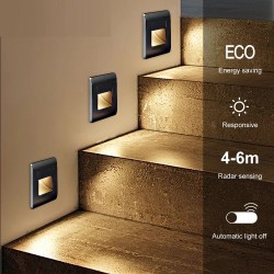 ApliquesRecessed Led Wall Lamp PIR Motion Sensor Stair Case Light AC85-265V Step Lamp Corridor Lighting Indoor Wall Lighting