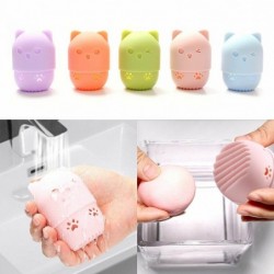 Cosmetic sponge storage box - silicone drying / cleaning case - kitten shapeBrushes