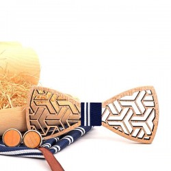 Pajaritas y corbatasPajarita / pañuelo / gemelos vintage - juego de madera