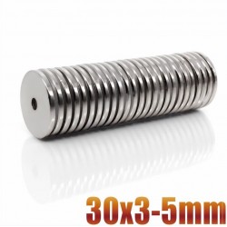 N35 - neodymium magnet - round countersunk disc - 30 * 3mm - with 5mm hole
