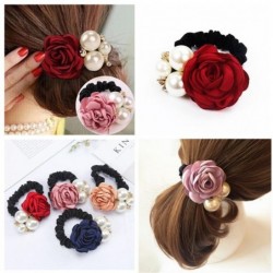 Pinzas de cabelloElegant elastic hair band - with roses / pearls