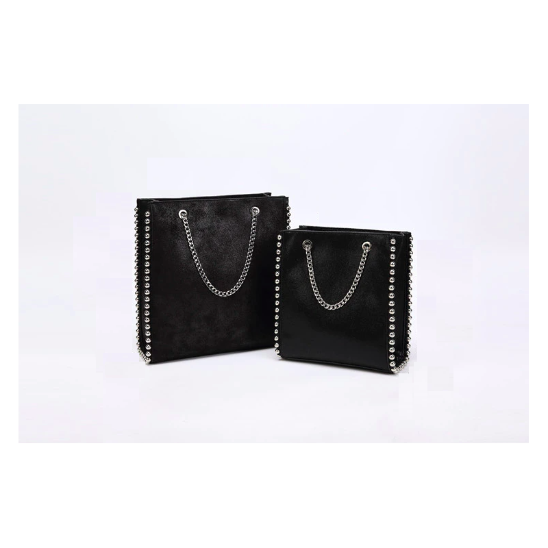 Bolsos de manoRetro Chains Rivet Large Capacity Tote Designer Bead Women Shoulder Bags Luxury PU Leather Messenger Bag Lady B...