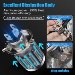 LucesMotorcycle light bulb - H4 / BA20D / P15D - 12V - LED High / Low Beam - 1200LM