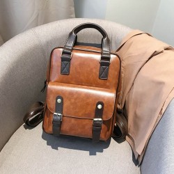 MochilasWomen Anti Theft Backpacks Students Brown School Bags for Teenage Girls Waterproof Vintage Laptop Leather Big Travel ...