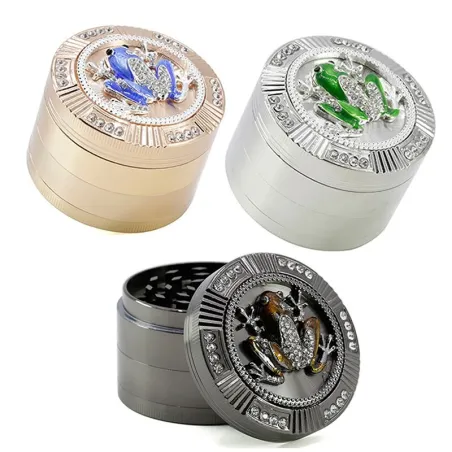 MolinosWeed Grinder Frog Shape 4 Layers 63mm Gold/Gun/Silver Diamond Color Zinc Alloy Herb Grinder Tobacco Crusher