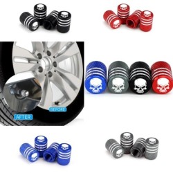 Partes de ruedaCar tire wheel valves - aluminum caps - skull design - 4 pieces