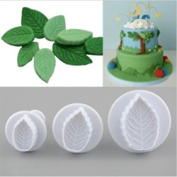 Cookie cutter mold - decorative icing plunger - leaf shape - 3 piecesBakeware