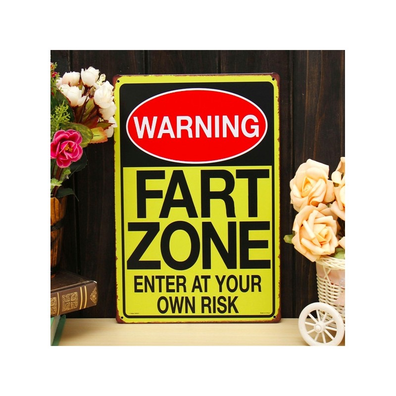 Plaques & SignsWarning Fart Zone - cartel de metal - póster