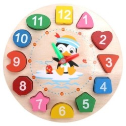 De maderaEducational toy - wooden digital clock - with geometric blocks