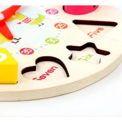 De maderaEducational toy - wooden digital clock - with geometric blocks