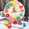 De maderaEducational toy - wooden digital clock - with geometric blocks