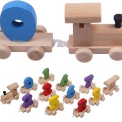 De maderaMini wooden train with numbers - building blocks - educational toy