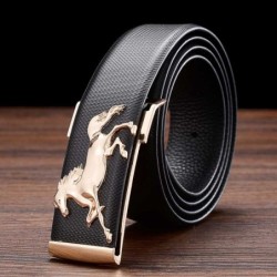 Fashionable leather belt - metal buckle with horseBelts