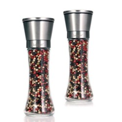 MolinosTransparent herbs / salt / pepper grinder - with adjustable coarseness - stainless steel - 2 pieces