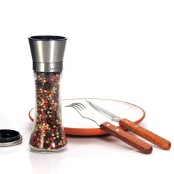 MolinosTransparent herbs / salt / pepper grinder - with adjustable coarseness - stainless steel - 2 pieces