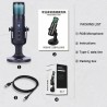MicrófonosMicrófono de condensador - RGB - USB - con conector para auriculares - para smartphones/portátiles/juegos