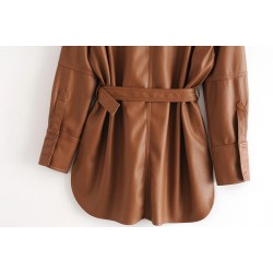 ChaquetasVintage loose leather jacket - with belt