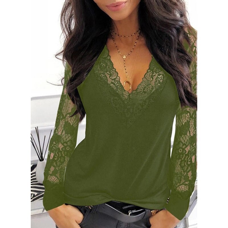 Blusas y camisasSexy t-shirt - lace top - V-neck - long sleeve