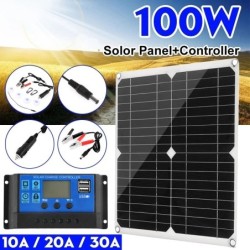 Paneles solaresSolar panel - 100W - dual 12V/5V USB - with controller - waterproof - battery charger
