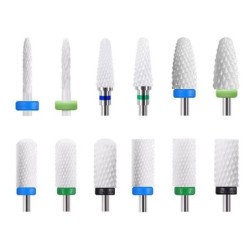 Replaceable rotary heads - bits - for electric nail drill - ceramic tungsten carbide - manicure / pedicureNail drills