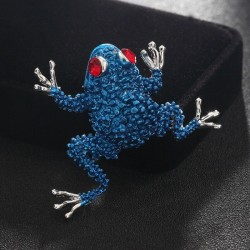 BrochesSmall crystal frog with red eyes - vintage brooch
