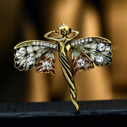 BrochesDancing woman with crystal wings - elegant brooch
