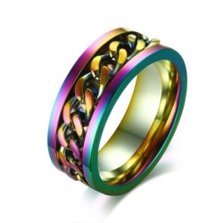 AnillosRainbow chain spinning ring for men - sterling silver