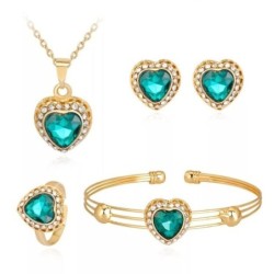 Conjuntos de joyasCrystal set - heart necklace / bracelet / earrings / ring for women - gift