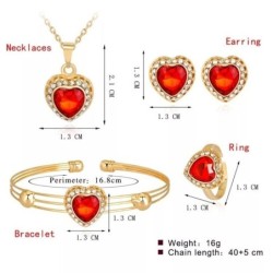 Conjuntos de joyasCrystal set - heart necklace / bracelet / earrings / ring for women - gift