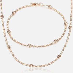 Conjuntos de joyasRose gold jewellery set for women - necklace chain with bracelet