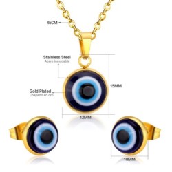 Conjuntos de joyasClassical blue eye jewellery set - gold/steel - pendant necklace with earrings