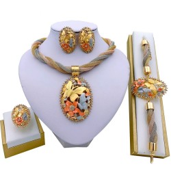 Conjuntos de joyasCharming jewellery set for women- necklace / earrings with ring - gold plated