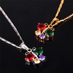 Butterfly shaped pendant with crystals - elegant necklaceNecklaces
