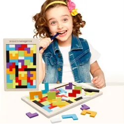 De maderaRompecabezas de tangram de madera - bloques de rompecabezas - juguete educativo
