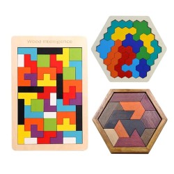 De maderaRompecabezas de tangram de madera - bloques de rompecabezas - juguete educativo