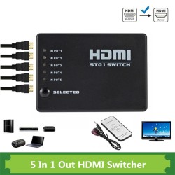 Divisor5 entradas / 1 salida - conmutador HDMI - divisor - HUB - con control remoto IR - 1080P - para HDTV DVD BOX