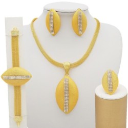 Conjuntos de joyasLujoso conjunto de joyas doradas - collar - pendientes / pulsera / anillo - estilo africano