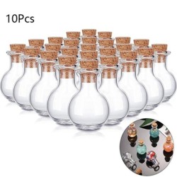PerfumeMini botellas de vidrio - con tapa de corcho - para perfumes - decoraciones de bodas - 10 piezas