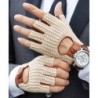 GuantesLujosos guantes de piel de oveja, de punto, con diseño de medio dedo.