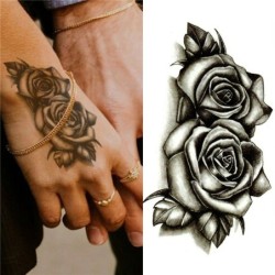Temporary tattoo sticker - double black roses - waterproof