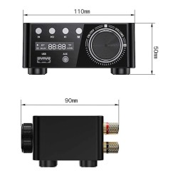 Mini digital amplifier - class D - HiFi - Bluetooth 5.0 - Tpa3116 - 50W*2 - USB - AUX - INAudio