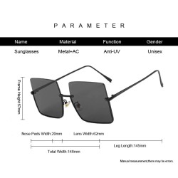 Fashionable oversized square sunglasses - retro big semi-rimlessSunglasses