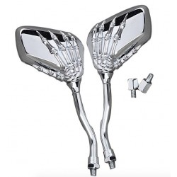 Motorcycle mirrors with skeleton hand - chrome - silverMirrors