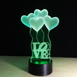 3D acrylic lamp - touch panel - remote control - LOVE / hearts
