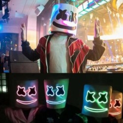 MáscaraMáscara facial luminosa LED - casco de cabeza - marshmello - Halloween - festivales