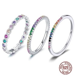 Elegant rainbow ring - colorful zircon - 925 sterling silverRings
